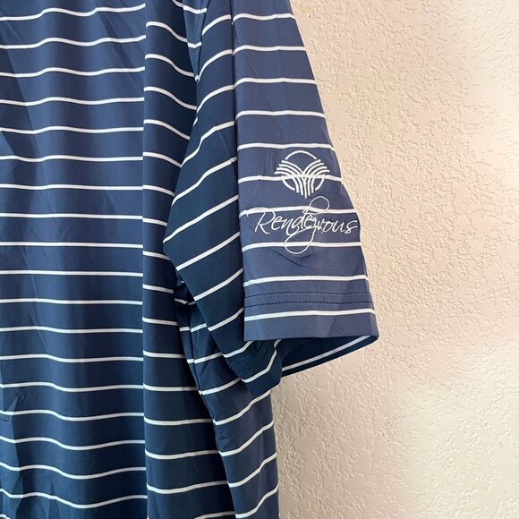 Peter Millar Summer Comfort Mens XL  Short Sleeve Golf Polo Shirt Navy Striped - Picture 3 of 10
